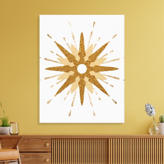 Moderne gouden sterrenkunst uit de middeleeuwen canvas afdruk (Insitu (Woonkamer))