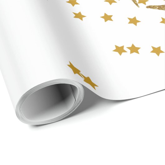 Moderne gouden sterrenwitte droog Xmas Cadeaupapier (Rol Hoek)