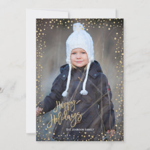 Moderne gouden stip met gouden letters Prettige Fe Feestdagenkaart