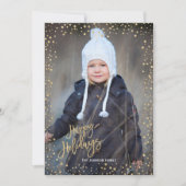 Moderne gouden stip met goudletters Prettige feest Feestdagenkaart (Voorkant)