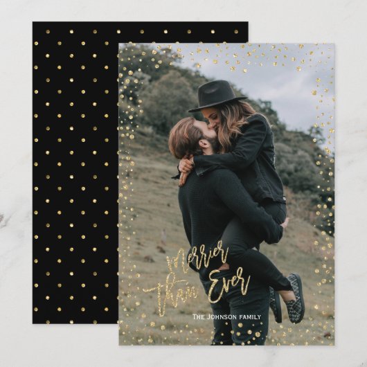 Moderne gouden stip met kerstfeestdag feestdagenkaart (Voorkant / Achterkant)