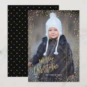 Moderne gouden stip met kerstfeestdag feestdagenkaart (Voorkant / Achterkant)