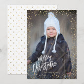 Moderne gouden stip met kerstmis met witte letters feestdagenkaart (Voorkant / Achterkant)