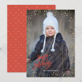 Moderne gouden stip met rode letters Prettig kerst Feestdagenkaart (Voorkant / Achterkant)