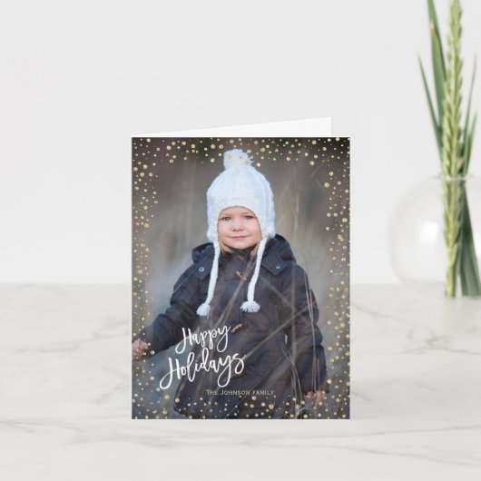 Moderne gouden stip met witte letters Prettige fee Feestdagen Kaart (Voorkant)