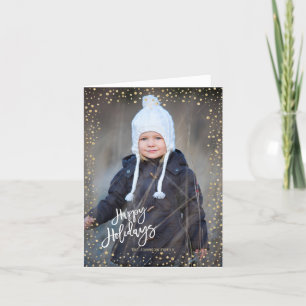 Moderne gouden stip met witte letters Prettige fee Feestdagen Kaart