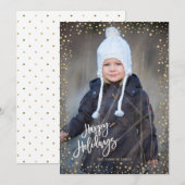 Moderne gouden stip met witte letters Prettige fee Feestdagenkaart (Voorkant / Achterkant)