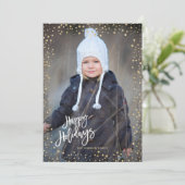 Moderne gouden stip met witte letters Prettige fee Feestdagenkaart (Staand voorkant)