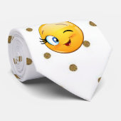 Moderne gouden stippen ,Emoji knipogend Stropdas (Opgerold)