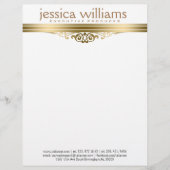 Moderne Gouden Streep & Bloemenaccent Briefhoofd Ontwerp (Voorkant)