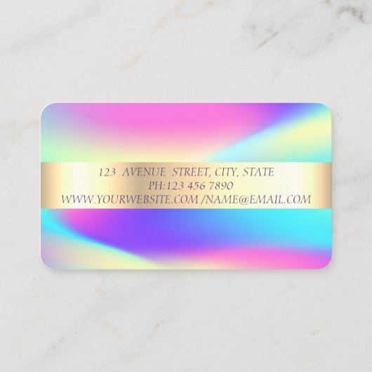 Moderne gouden streep, borstelstreek holografische visitekaartje (Achterkant)