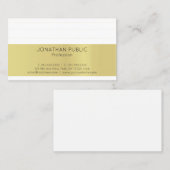 Moderne Gouden Streep Chique Wit Minimaal Plain Tr Visitekaartje (Voorkant / Achterkant)