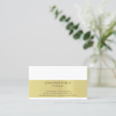 Moderne Gouden Streep Chique Wit Minimaal Plain Tr Visitekaartje (Staand voorkant)