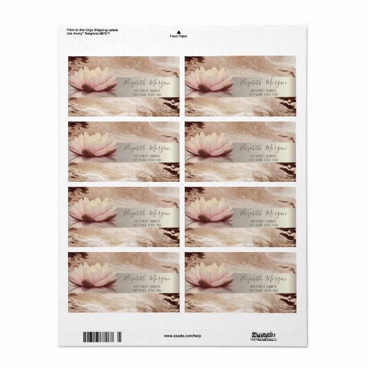 Moderne gouden streep Lotus Gold bruine marmer Etiket (Full Sheet)