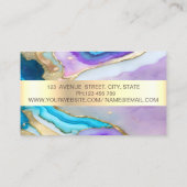 Moderne Gouden Streep Violet Blauw Marmeren Steen Visitekaartje (Achterkant)