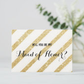 Moderne gouden streep Wil je mijn bruidsmeisje zij Kaart (Staand voorkant)
