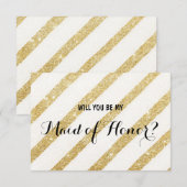 Moderne gouden streep Wil je mijn bruidsmeisje zij Kaart (Voorkant / Achterkant)