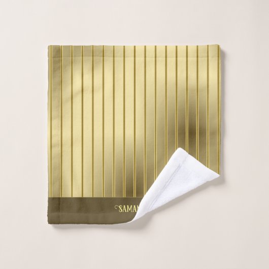 Moderne Gouden Strepen en Gouden Achtergrondnaam Bad Handdoek (Wasdoekje)