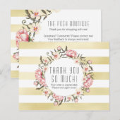 Moderne gouden strepen en roze bloemrozen Dank je  Briefkaart (Voorkant / Achterkant)