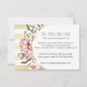 Moderne gouden strepen en roze Rozen Hartelijk dan Bedankkaart (Achterkant)