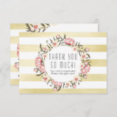 Moderne gouden strepen en roze Rozen Hartelijk dan Bedankkaart (Voorkant / Achterkant)