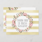 Moderne gouden strepen en roze Rozen Hartelijk dan Briefkaart (Voorkant / Achterkant)