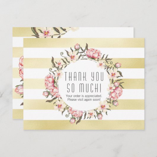 Moderne gouden strepen en roze Rozen Hartelijk dan Briefkaart (Voorkant / Achterkant)