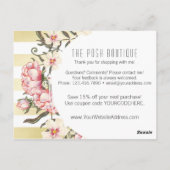 Moderne gouden strepen en roze Rozen Hartelijk dan Briefkaart (Achterkant)