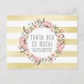 Moderne gouden strepen en roze Rozen Hartelijk dan Briefkaart (Voorkant)