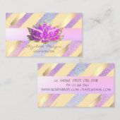 Moderne gouden strepen holografische lotus visitekaartje (Voorkant / Achterkant)