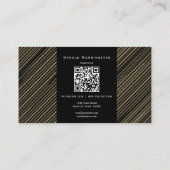 Moderne gouden strepen QR en logo Visitekaartje (Achterkant)