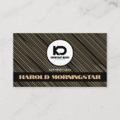 Moderne gouden strepen QR en logo Visitekaartje (Voorkant)