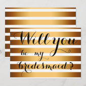 Moderne gouden strepen zullen je mijn Bridesmaid z Kaart (Voorkant / Achterkant)