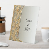 Moderne gouden tafelblad borden reclamebord met voetstuk (Insitu)