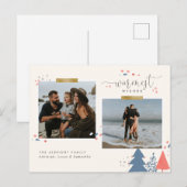 Moderne gouden tape warmste wensen script twee fot feestdagenkaart (Voorkant / Achterkant)