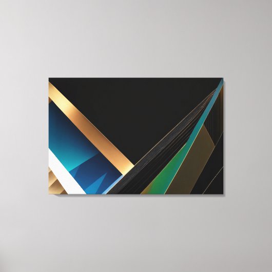Moderne Gouden Teal Abstracte 3D Geometrische Canvas Afdruk (Voorkant)