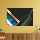 Moderne Gouden Teal Abstracte 3D Geometrische Canvas Afdruk (Insitu (Woonkamer))