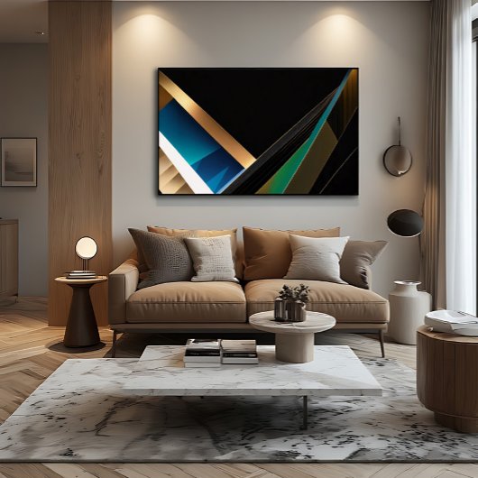 Moderne Gouden Teal Abstracte 3D Geometrische Canvas Afdruk