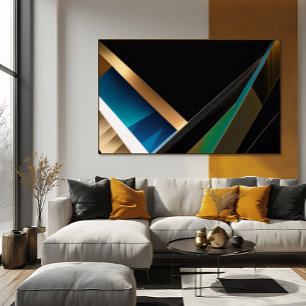 Moderne Gouden Teal Abstracte 3D Geometrische Poster