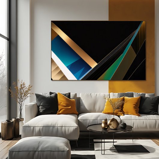 Moderne Gouden Teal Abstracte 3D Geometrische Poster