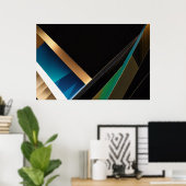 Moderne Gouden Teal Abstracte 3D Geometrische Poster (Thuiskantoor)