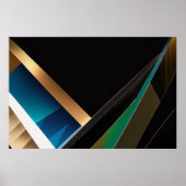 Moderne Gouden Teal Abstracte 3D Geometrische Poster (Voorkant)