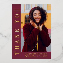 Moderne gouden tekst Afstuderen dank u fotokaart Folie Uitnodiging