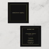 Moderne Gouden Tekst Elegant Zwart Professioneel Vierkante Visitekaartje (Voorkant / Achterkant)