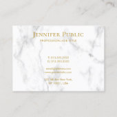 Moderne gouden tekst witte marmer Sjabloon Visitekaartje (Achterkant)