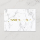 Moderne gouden tekst witte marmer Sjabloon Visitekaartje (Voorkant)