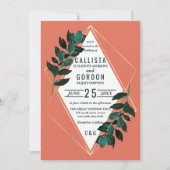 Moderne gouden Terracotta groen Terrarium bruiloft Kaart (Voorkant)