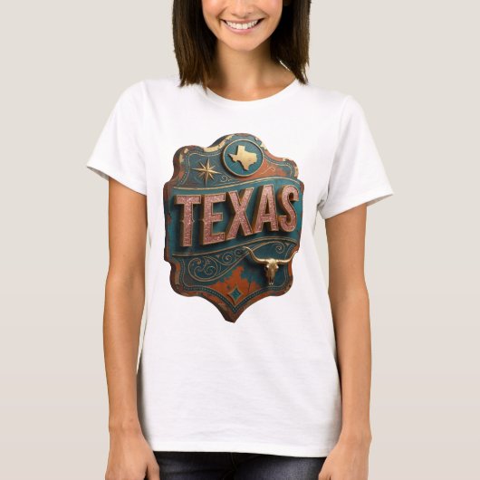Moderne Gouden TEXAS Custom T-Shirt (Voorkant)