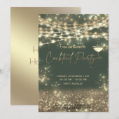 Moderne Gouden Touwtjes Lichten Corporate Cocktail Kaart (Voorkant / Achterkant)