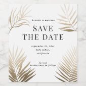 Moderne gouden tropische bladachtige, stijlvolle b wijn etiket (Enkel label)